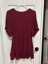 Alice + Olivia Dress 4 Burgundy Ruffle Sleeves & Bottom Boho