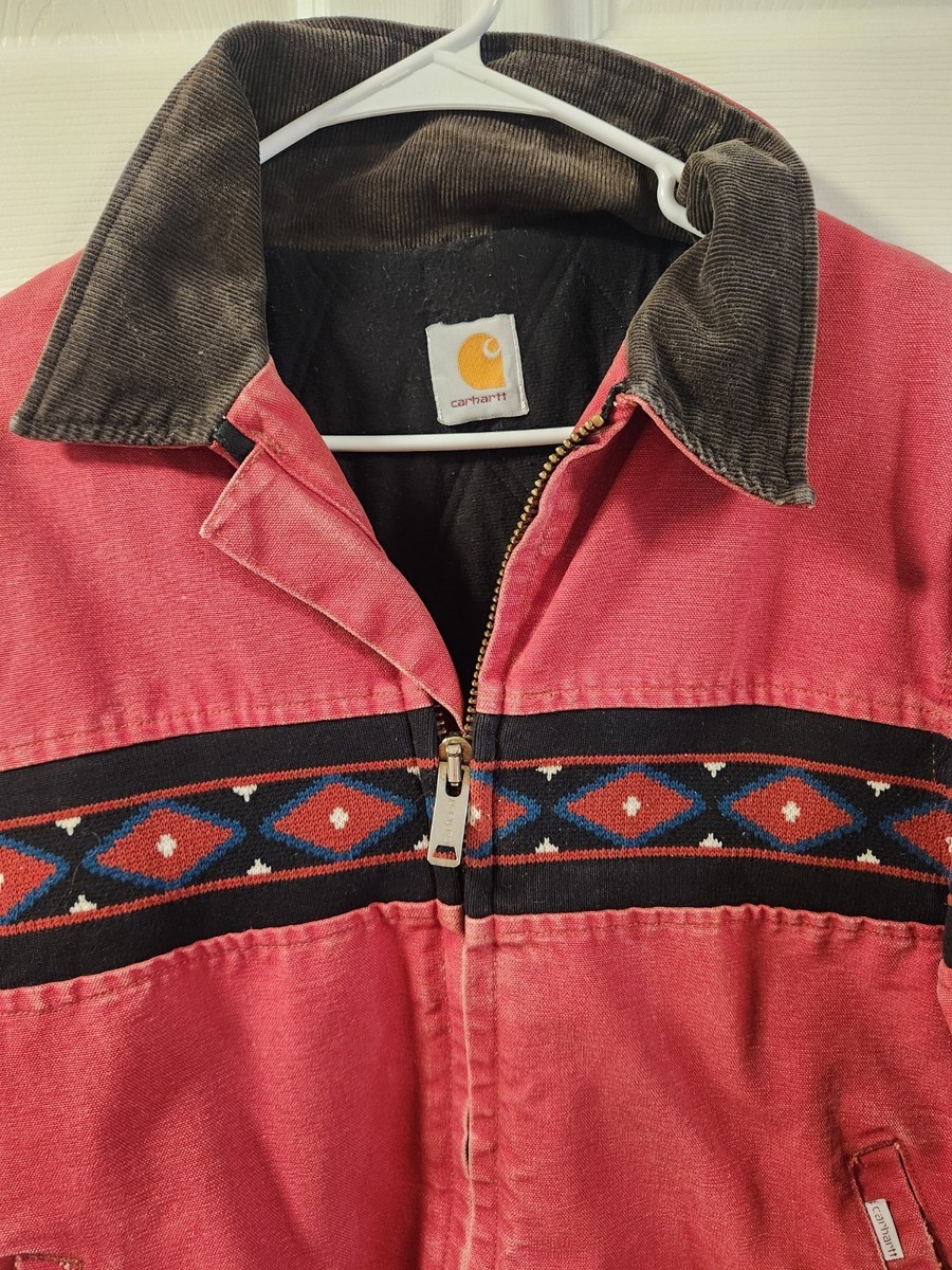 vintage 90s Carhartt Santa Fe Aztec Jacket in Red Size Med RARE | eBay