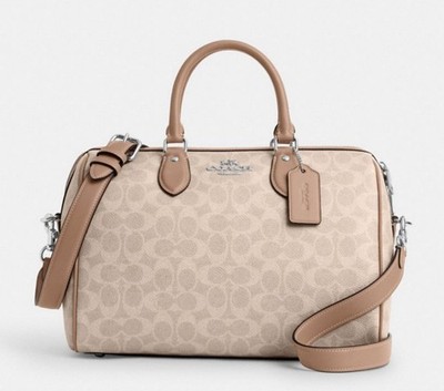 NWT Coach CCE36 Rowan Large Satchel Bag In Signature In Suede