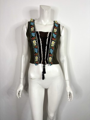 Vtg Dolce & Gabbana D&G Embroiderd Corset Style Top S 40