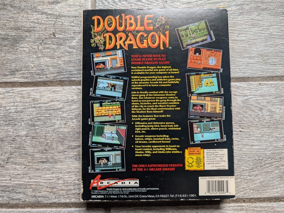 DOUBLE DRAGON - Commodore 64 C64/128 - Complete & Fully Tested!  Nice!  TECHNOS - Image 3 of 4