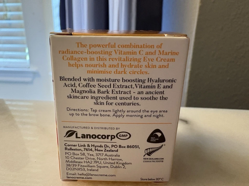 Новый Lanocreme витамин С коллаген оживляющий крем для глаз от морщин - 1 унц - срок годности 11/25/27 - Изображение 2 из 2