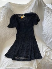 Black crouchet mini dress short sleeves Size 10 NEW