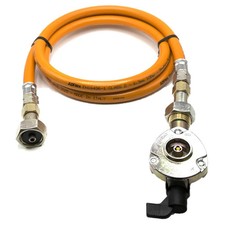 1.5m LPG High Pressure Gas Hose Orange  20mm Clip-On Adapter 21.8mm LH