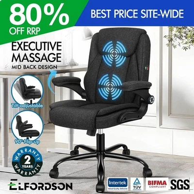 ELFORDSON Office Chair Massage Executive Padded Adjustable Swivel Gaming Fabric