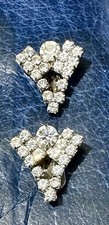 Vintage Small Rhinestone Shoe Clips Marked S.G. DOR PAT PEND Retro Art Nouveau