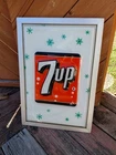 c.1950s Original Vintage 7up Sign Framed Plastic Embossed Coke Coca Cola Pepsi