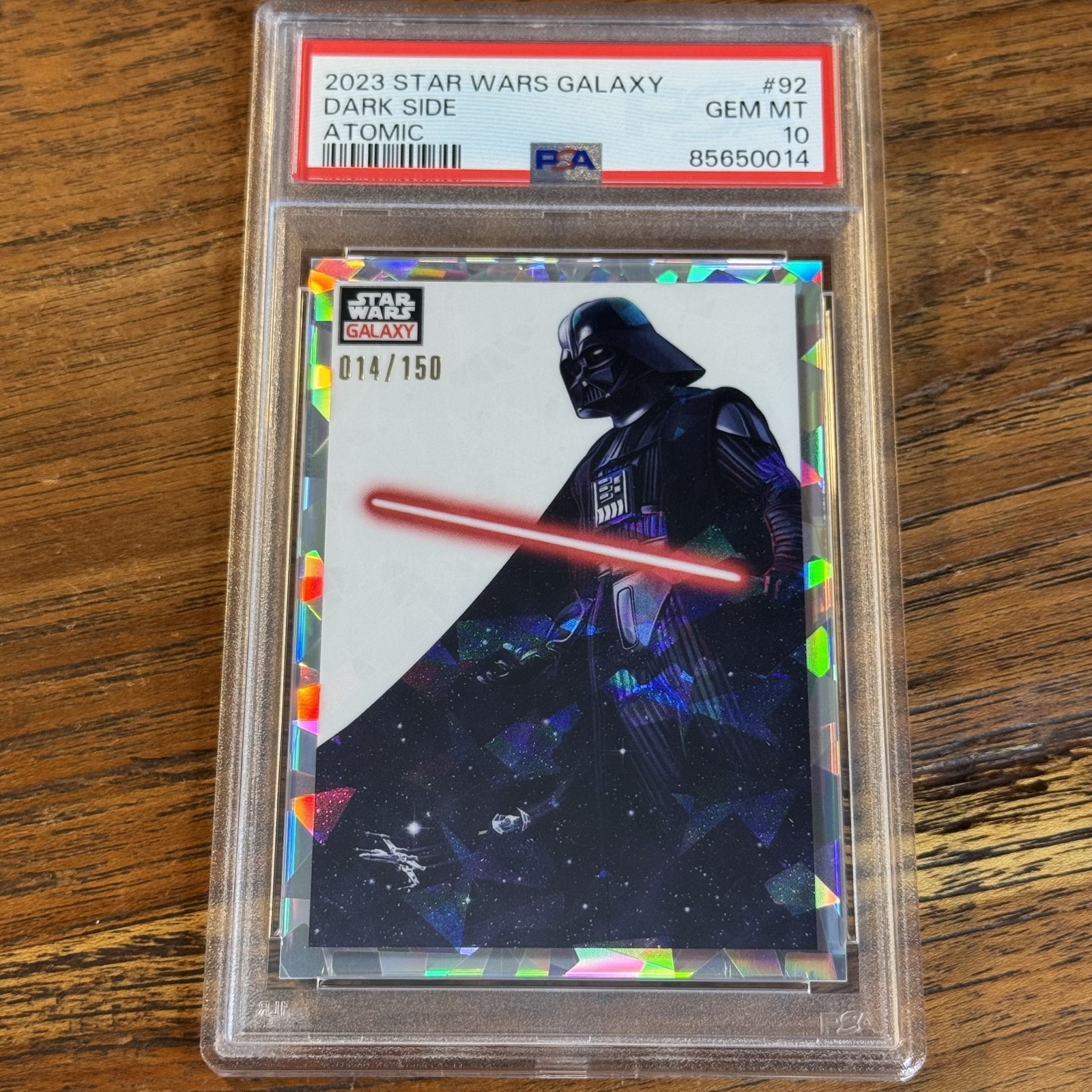 Dark Side 2023 Topps Star Wars Galaxy Chrome ATOMIC 14/150 Refractor #92 PSA 10