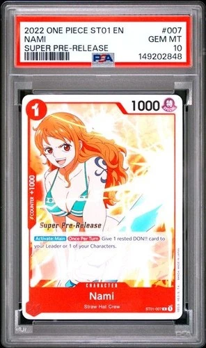 2022 ONE PIECE SUPER PRE RELEASE ST01-007 NAMI PSA 10 GEM MINT