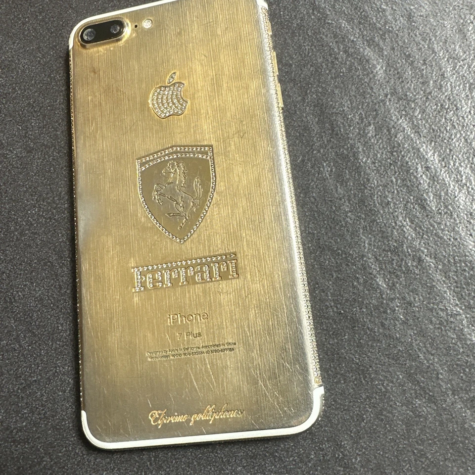 Apple iPhone 7 Plus Gold 256GB Ferrari Logo Swarovski Encrusted Personalised UK - Image 2 of 3