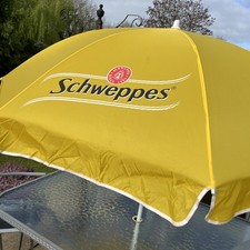 SCHWEPPES Advertising Pub, cafe, Umbrella Yellow Great Condition - Free P&P