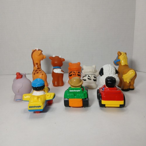 Fisher-Price Little People Animals & Wheelies - Lot Of 10 - Hippo Giraffe Tiger - Picture 4 of 5