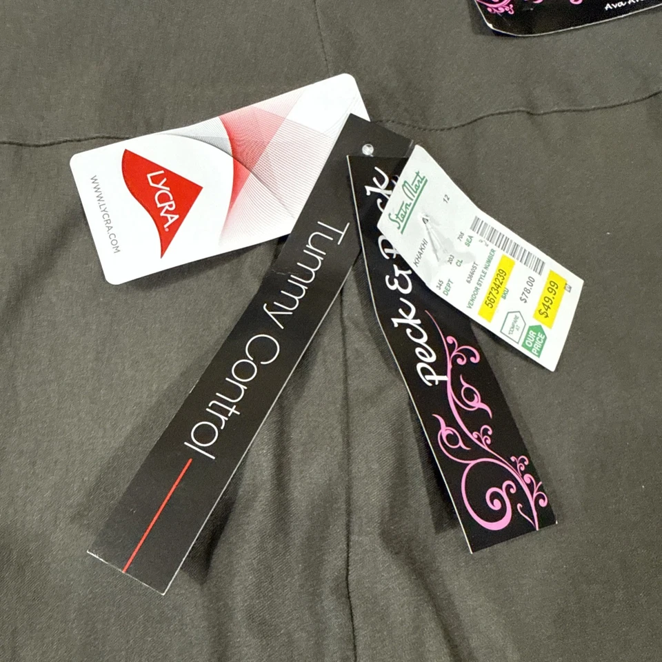 Pantalones de vestir para mujer Peck&Peck caqui pantalones talla 12 nuevos con etiquetas logotipo elástico usado en excelente estado Foto 4 de 4