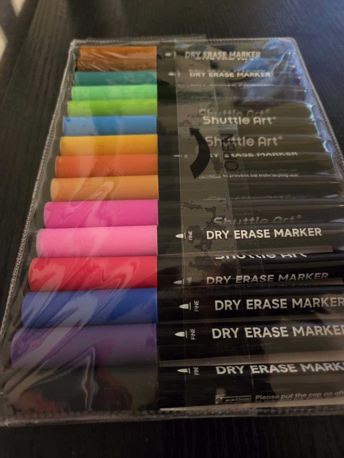 15 Brand New Dry Erase Markers With Sticky Holder- Fine Tip Dry Erase Multicolor