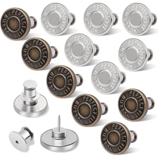 12 Sets Snap Fasteners for Loose Jeans No Sew Repair Buttons Adjustable Metal