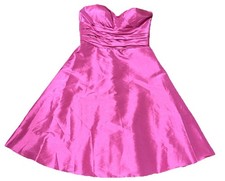 Bill Levkoff Pink Satin Ruched Cocktail Dress Sz 12 Sweetheart Formal Prom Quinc