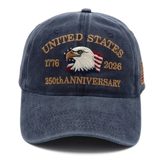 United States 250th Anniversary Hat, USA Baseball Cap 1776 One Size Royal Blue