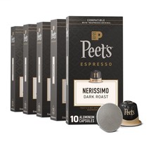 Peet's Coffee, Dark Roast Espresso Capsules, 10 Count Pack of 5 ,