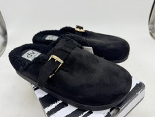 DV by Dolce Vita Cozy Slide Clogs Women Black Suede Round Toe Buckle Comfort - 9