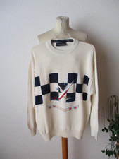 Louis Ertère Herren Pullover Gr. 50 weiß mehrfarbig langarm Motiv=Segelschiff