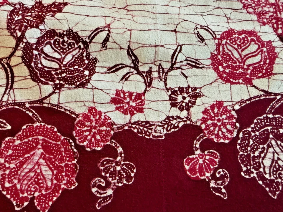 Mantel Batik Borgoña Estampado Rosas Florales 58x76 Mezcla Algodón Foto 4 de 4