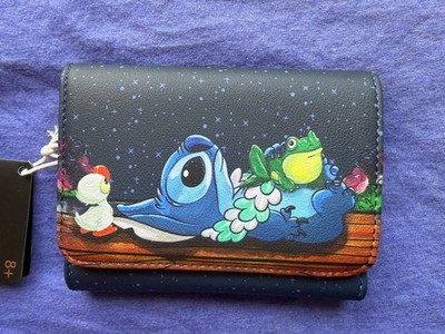 Loungefly Disney Lilo and Stitch Ducky Frog Stargazing Star Sky Flap Wallet NEW