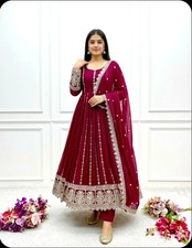 New Presenting Maroon Georgette Gown Bottom With Dupatta For India Party Wear