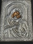 Vintage Greek Byzantine 950 Silver Icon Virgin Mary Child Angels Framed Plaque — photo 4