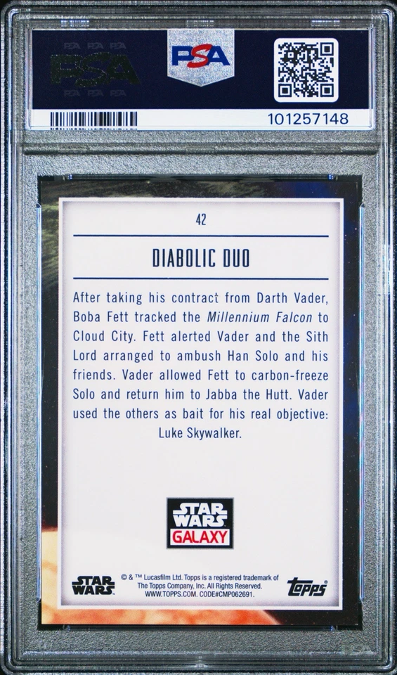 2023 Star Wars Galaxy Diabolic Duo WAVE /99 PSA 9 #42 Darth Vader Jango Fett - Photo 2/2