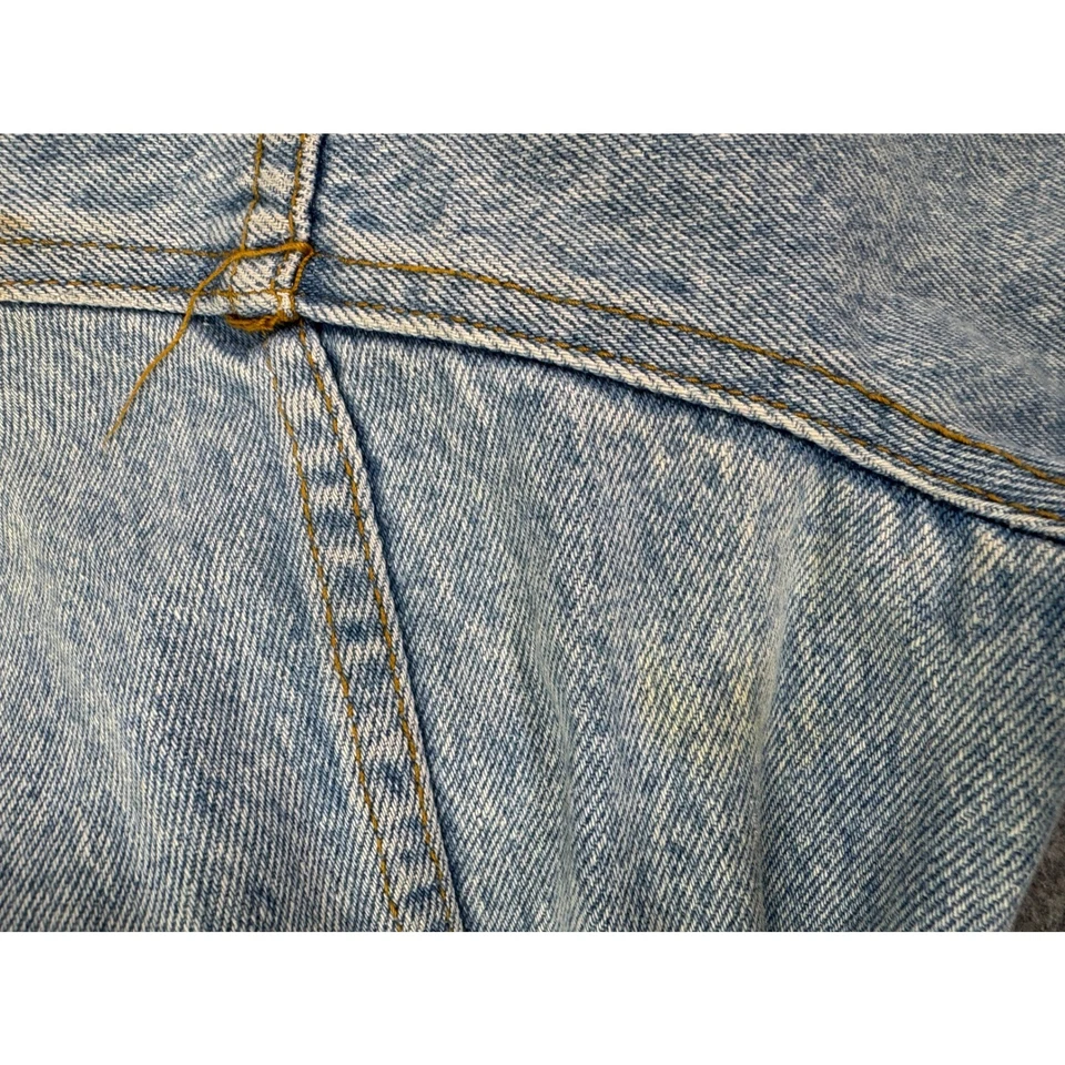 Vintage London Fog Kids Denim Jacket Tan Suede Collar Light Wash Trucker Style - Image 3 of 4