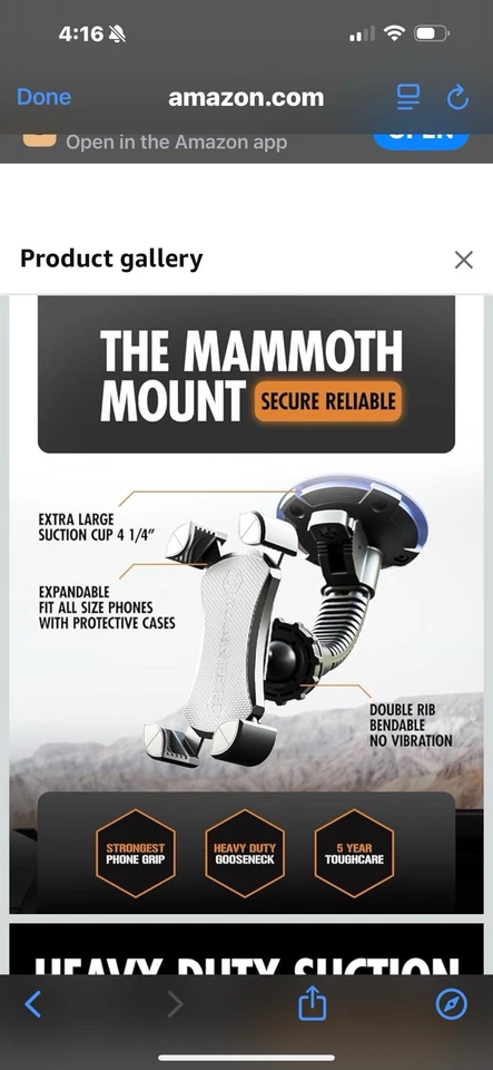 Montaje móvil parabrisas Mamut ToughTested, cuenta con cuello de ganso de doble acanalado Foto 2 de 4