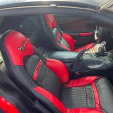 Corvette C5 Sports Faux Leather Seat Covers In Black & Red Colour (1997-2004)
