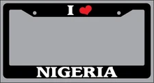 Black License Plate Frame "I Heart Nigeria" Auto Accessory Novelty 2418