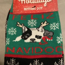 Bottoms Out Men’s Holiday Crew Socks "Felix Navidog" One Size Fits Most | NWT