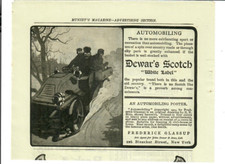 1903 Dewar's Scotch Antique Print Ad Sport of Automobiling Frederick Glassup
