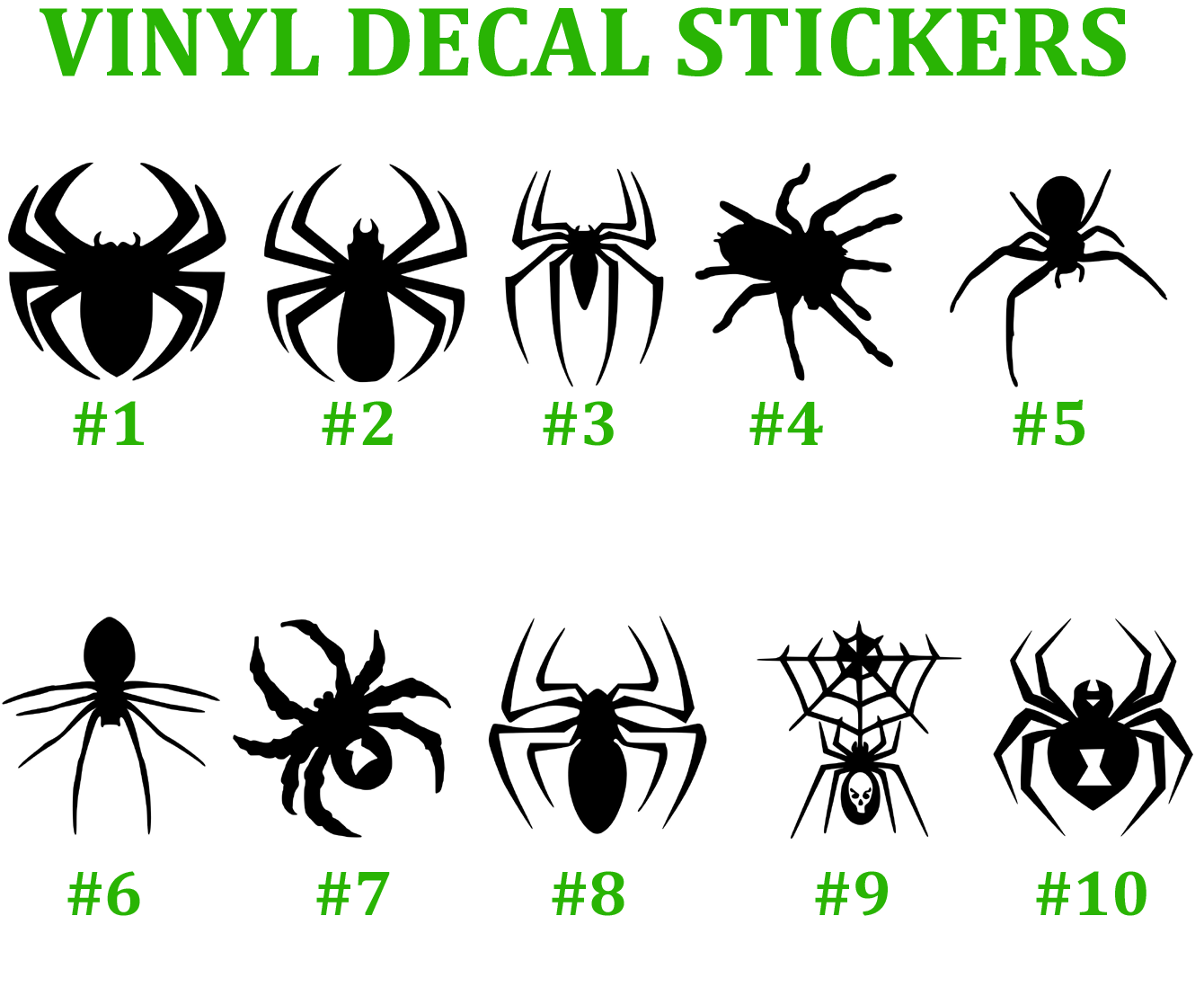 Spiders Vinyl Decal Sticker Window Art Tarantula Recluse Black