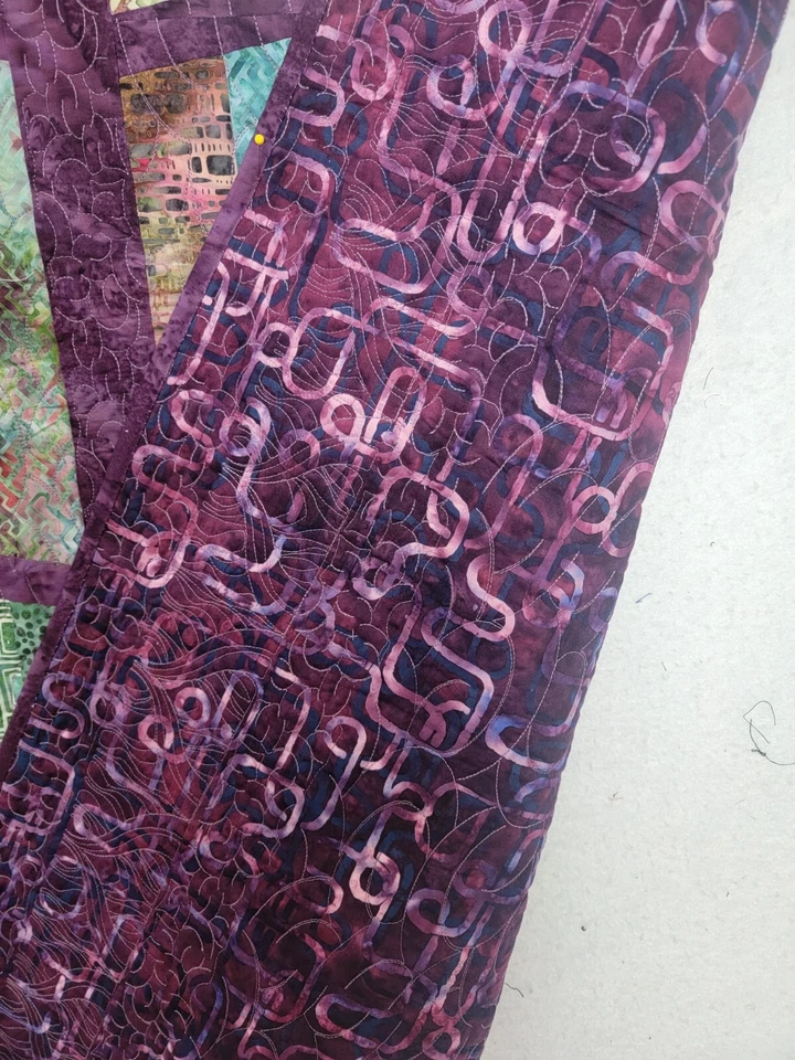 New Homemade "Colorful Picket Fence" Quilt, 656"x80", Batik Fabrics - Image 4 of 4