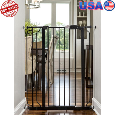 Extra Tall Baby Safety Gate Walk Thru All Steel Adjustable Pet Friendly Black