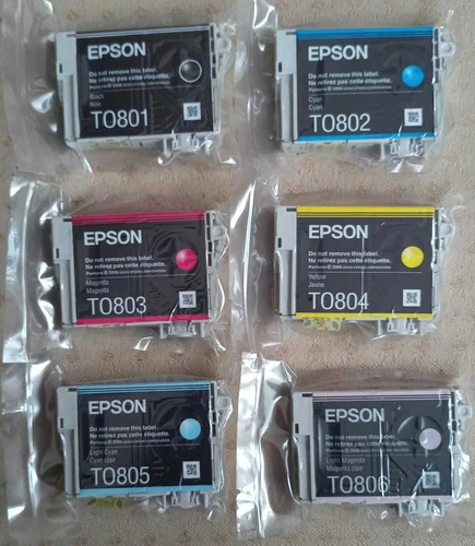 6x Original Epson. T0801 T0802 T0803 T0804 T0805 T0806 Druckerpatronen  T0807