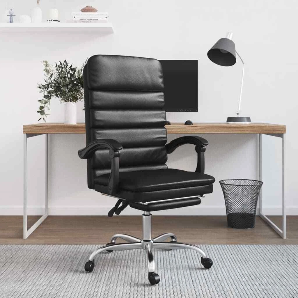Massage Reclining Office Chair Black Faux Leather eBay