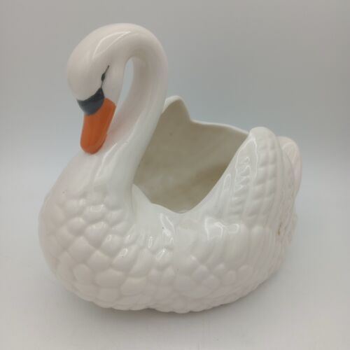 Vintage Swan Bird Planter Vintage Hand Painted 8 Inch White Hobbyist  - Picture 1 of 10