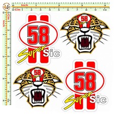 Marco simoncelli adesivi tigre super sic 58 sticker auto moto casco  pvc 4 pz.