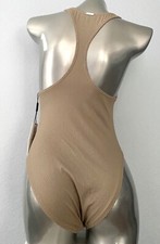 Calvin Klein Swimwear Women's Nwt CGCMK740 Beige Ribbed Swim Swimsuit One Piece