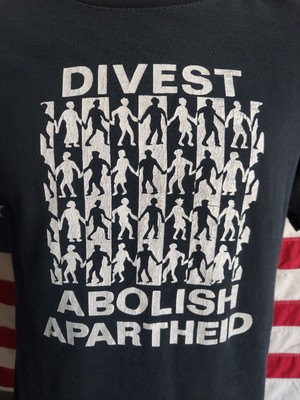 VTG DIVEST ABOLISH APARTHEID T SHIRT SIZE L MADE IN USA S. AFRICA FREE SHIPPING