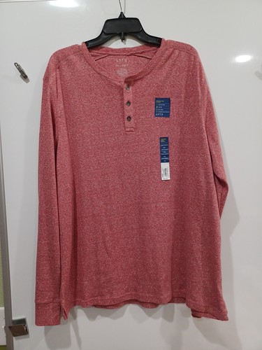 Apt 9 XXL Herren Henley Long Slv Hemd meliert "Red Jasper"