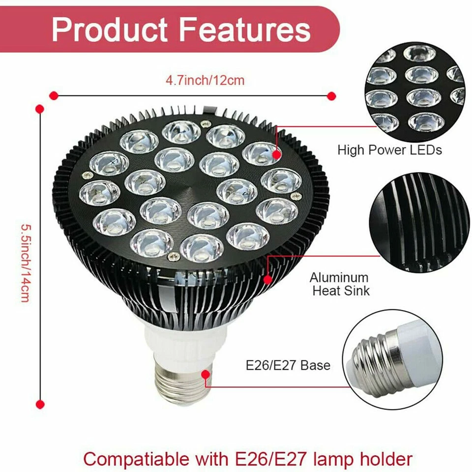 Red Light Therapy Lamp LED Skin Pain Relief 660nm 850nm Deep Near Infrared Combo - Image 4 of 4