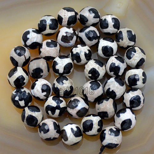 Tibetan Old Agate Gemstone Faceted Round Loose Beads 15'' 6mm 8mm 10mm 12mm - Picture 6 of 35