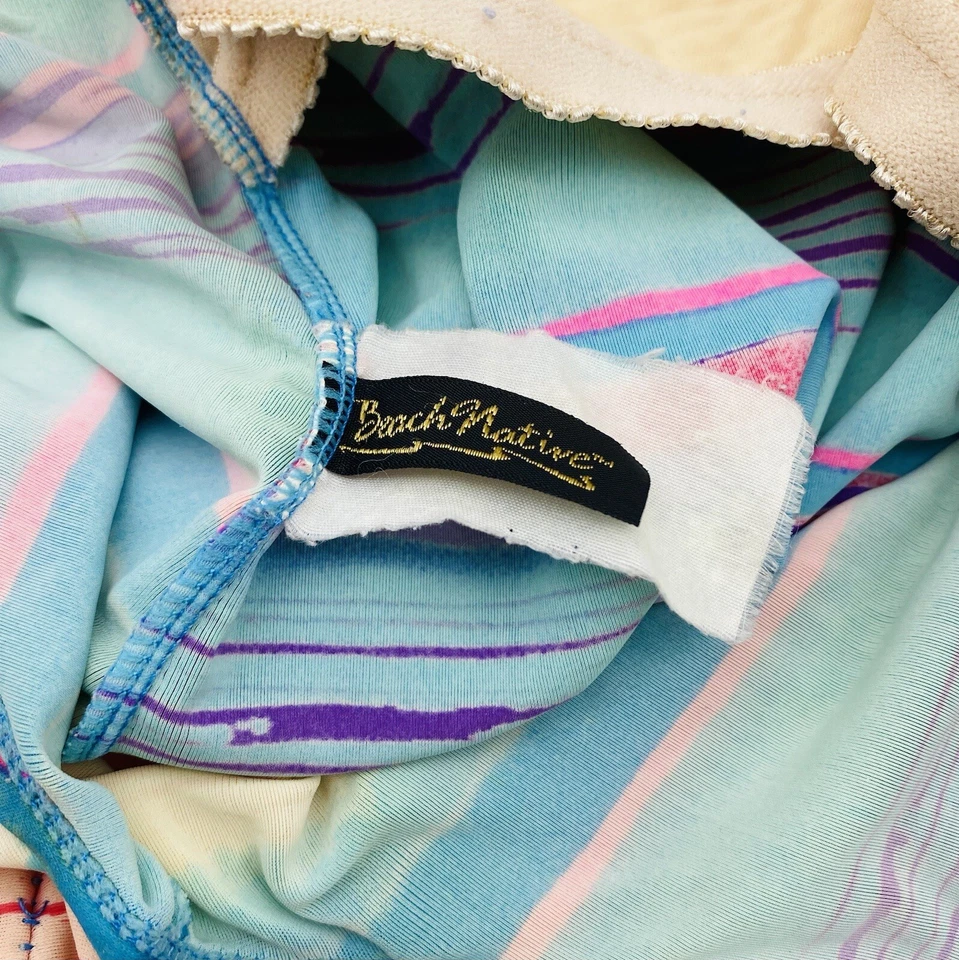 Traje de baño BEACH NATIVE a rayas de una pieza azul verde talla XL Foto 4 de 4