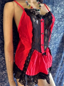 VTG SECRET ACCENTS BABY DOLL LINGERIE LACE TRIM SZ M
