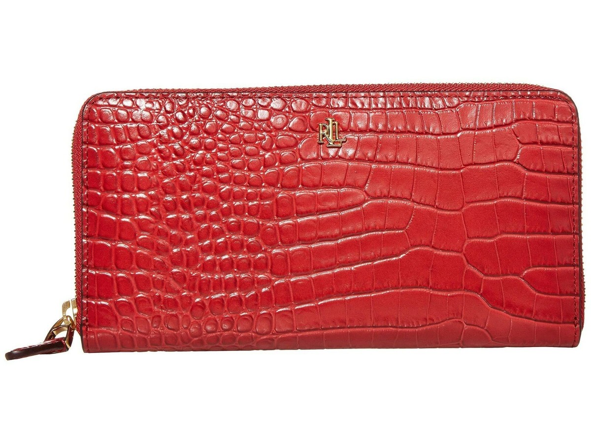 Ralph Lauren Crocodile-Print Leather Wallet zip around wallet